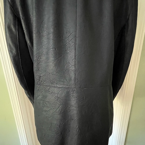 Women's Blue Leather Jacket - Picture 3 of 4